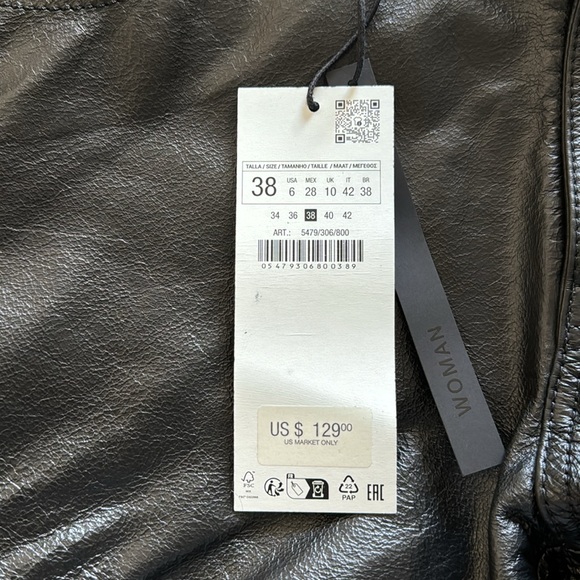 Steven Meisel X ZARA woman’s Black 100% leather shorts Size Small US 6. NWT. - Picture 4 of 9
